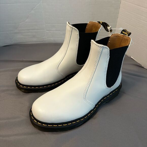 Dr. Martens Shoes - Dr. Martens 2976 Leather Chelsea Boots White Platform Grunge Stitch Womens 9 New
